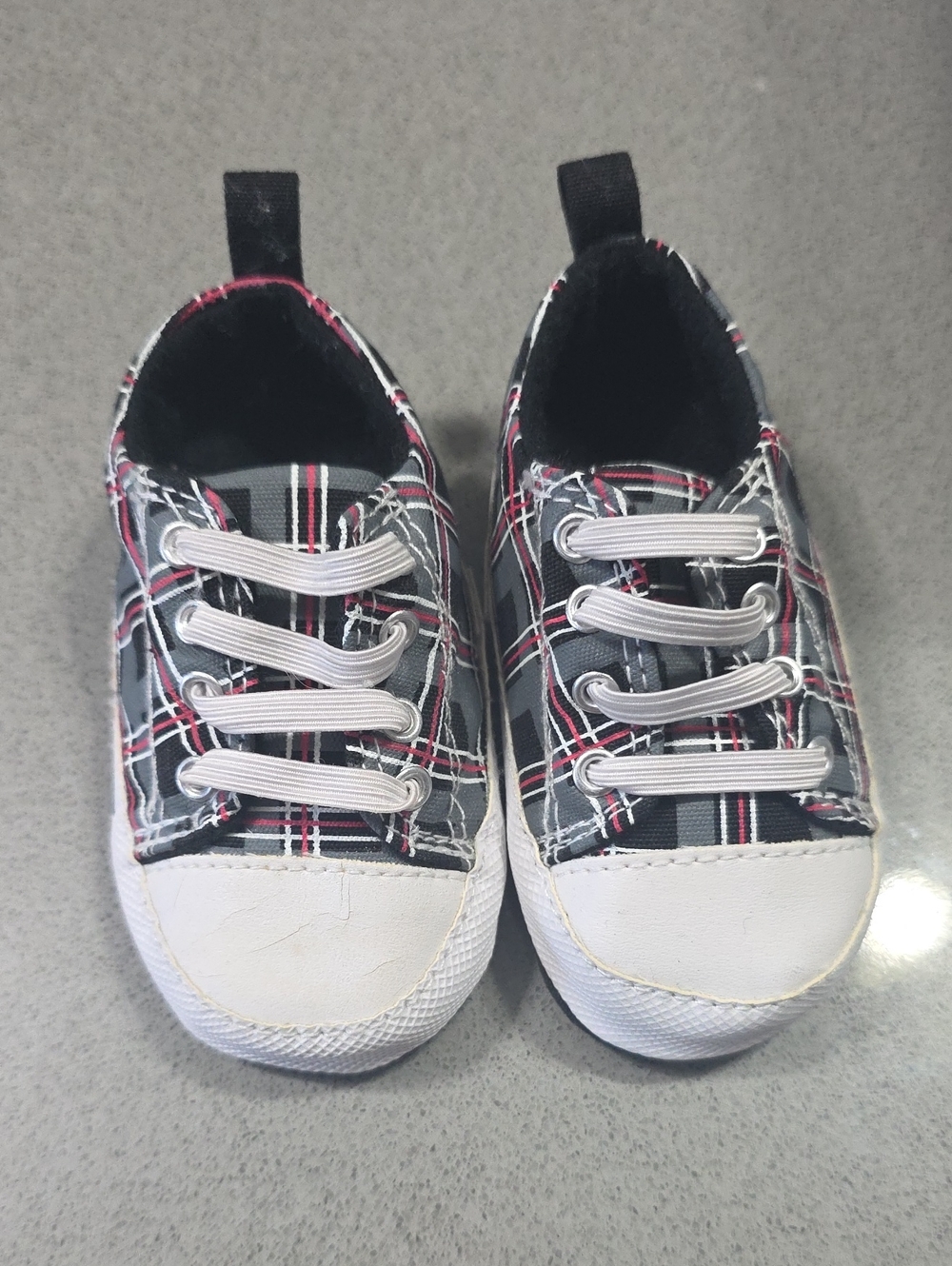 Infant - Plaid Canvas Sneakers in Black and Red
